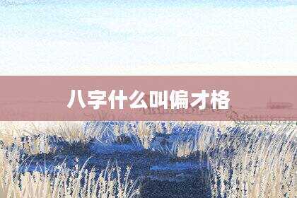 八字什么叫偏才格