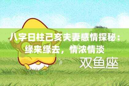 八字日柱己亥夫妻感情探秘：缘来缘去，情浓情淡