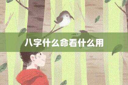 八字什么命看什么用