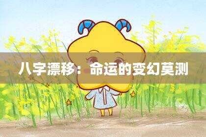 八字漂移：命运的变幻莫测
