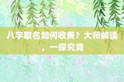 八字取名如何收费？大师解读，一探究竟