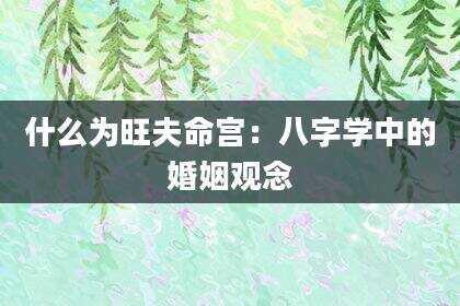 什么为旺夫命宫：八字学中的婚姻观念