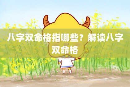 八字双命格指哪些？解读八字双命格