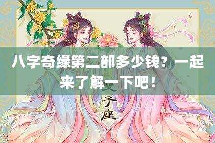 八字奇缘第二部多少钱？一起来了解一下吧！