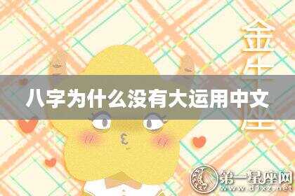 八字为什么没有大运用中文