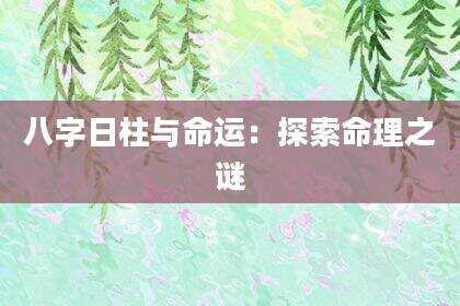 八字日柱与命运：探索命理之谜