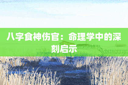 八字食神伤官：命理学中的深刻启示