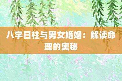 八字日柱与男女婚姻：解读命理的奥秘